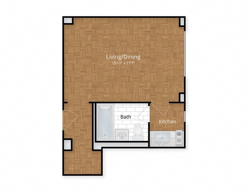 York Apartments Foggy Bottom Washington DC Studio Floor Plan